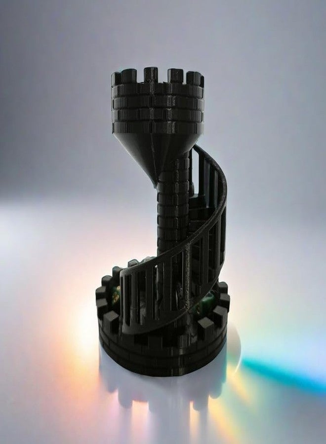 XJPONGC Dice Spiral Staircase Castle Dice Tower Dungeons and Dragons RPG Tabletop Roleplaying Game Jail D&D (Random 7PCS D20 Dice Set Included) Black - Image 2